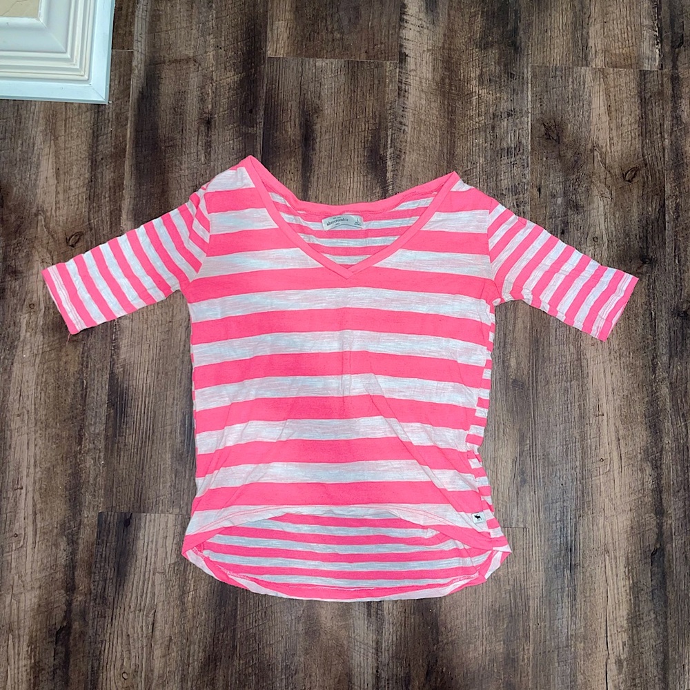 Abercrombie Kids pink and white stripped too size large